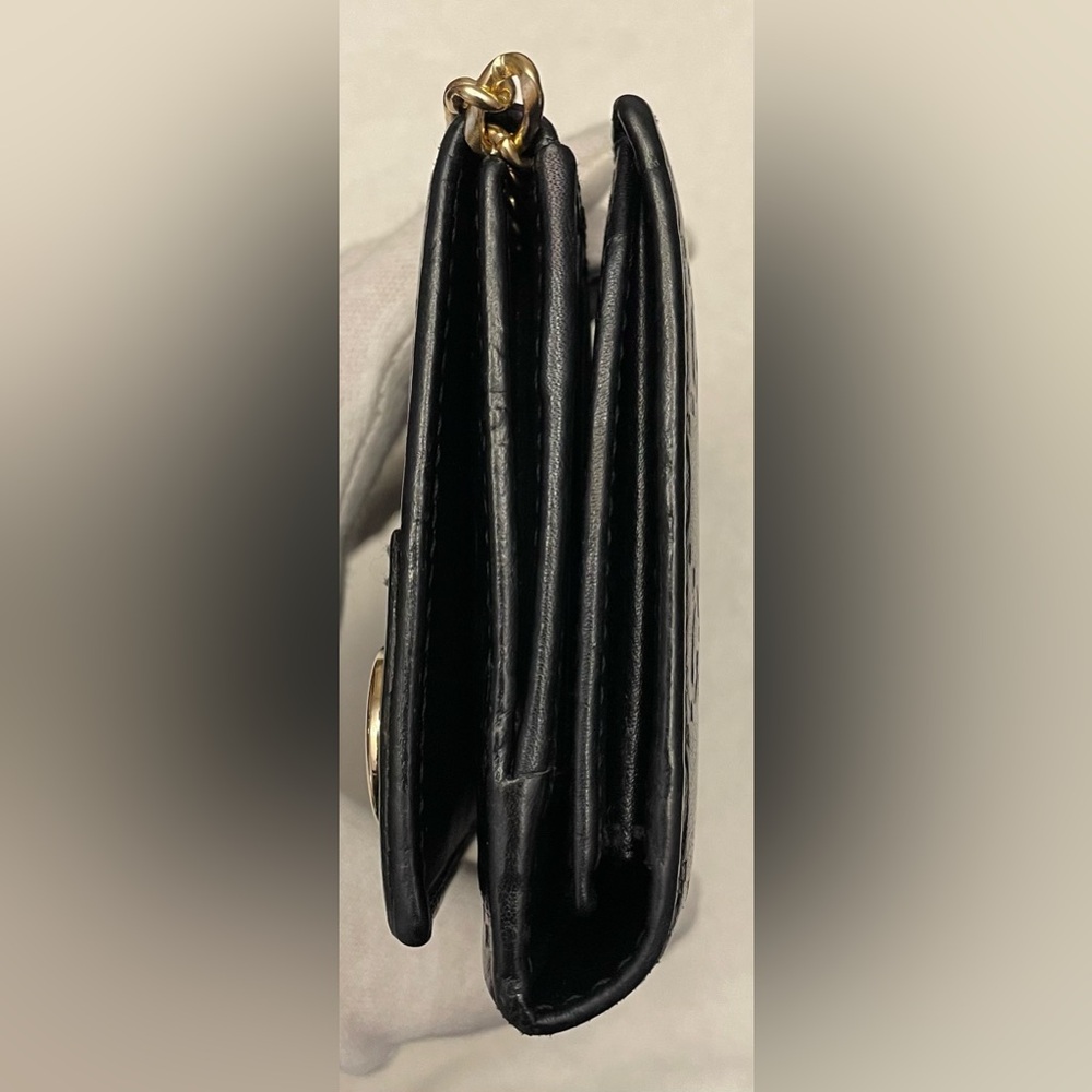Gucci Authentic Vintage Black Mono Leather Long Wallet with Unbranded Gold Chain - Picture 3 of 17
